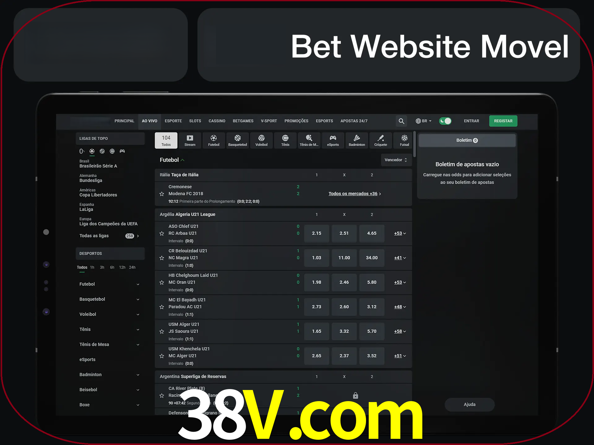 Use nosso website em qualquer dispositivo.